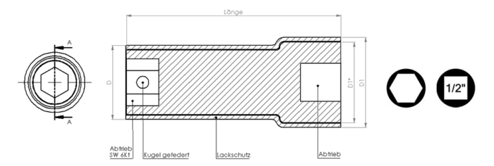 Williams 1/2 Zoll Antrieb Steckschlüssel 36 Mm 6-kant - SuperTorque Für Schlagschrauber, Robust